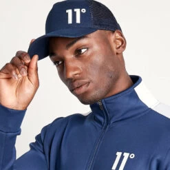 11 Degrees Trucker Cap High Build Logo – Navy