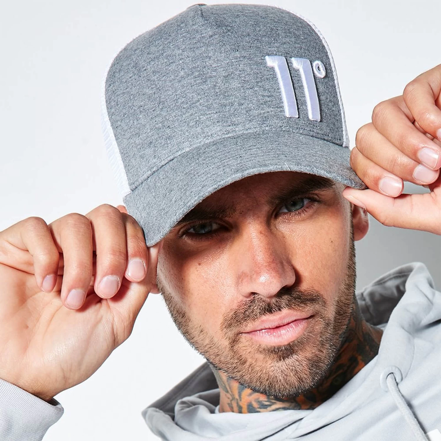 11 Degrees Trucker Cap High Build Logo – Charcoal Marl 2 11 Degrees Trucker Cap High Build Logo – Charcoal Marl - Image 2