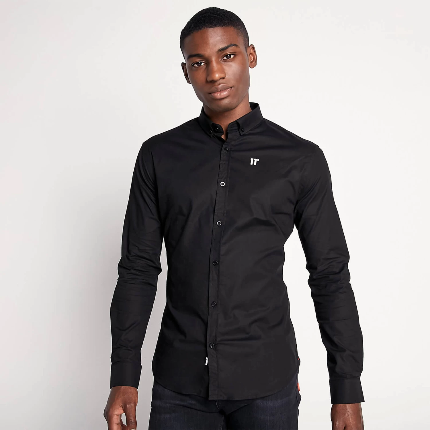 11 Degrees Long Sleeve Contrast Logo Shirt – Black 1 11 Degrees Long Sleeve Contrast Logo Shirt – Black