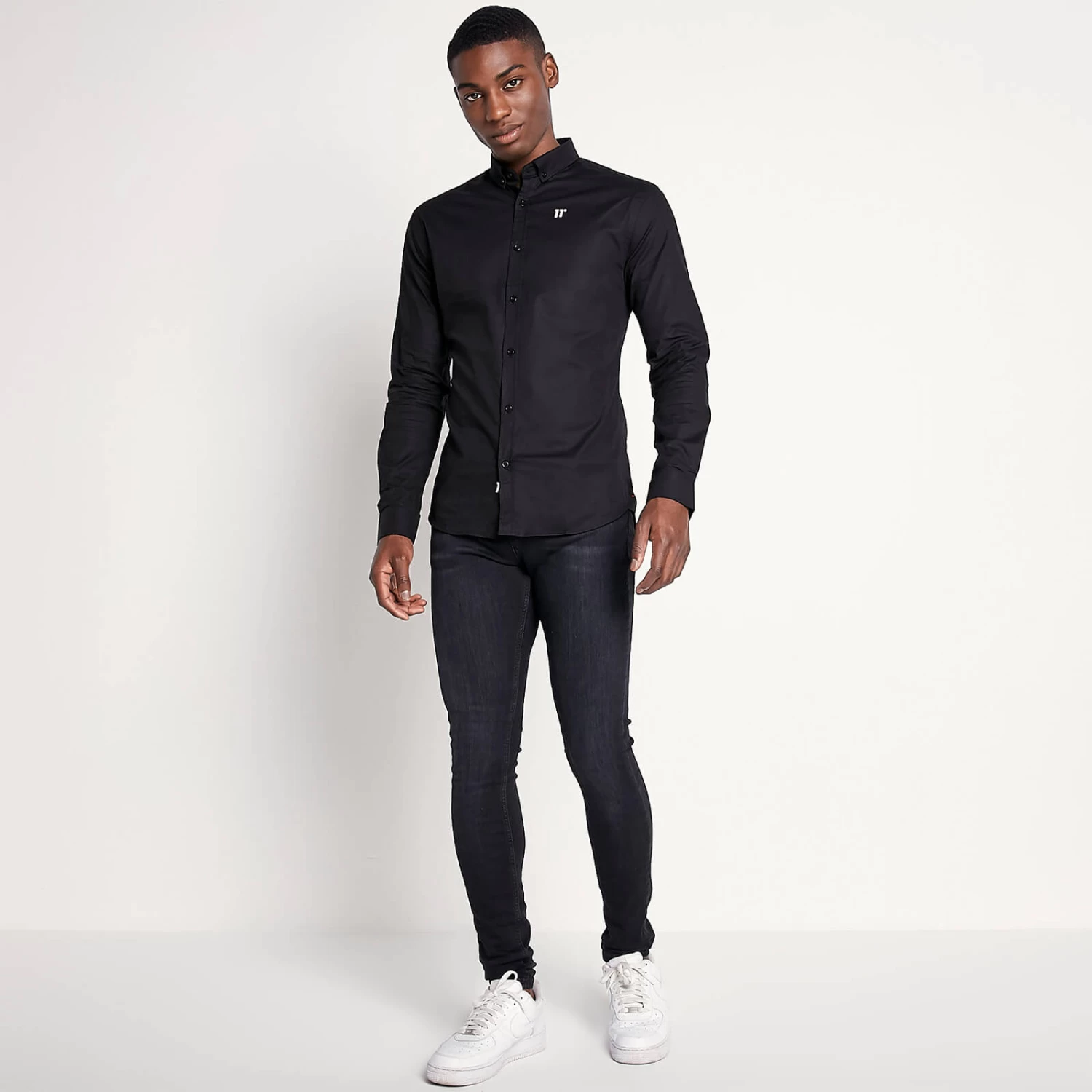 11 Degrees Long Sleeve Contrast Logo Shirt – Black 4 11 Degrees Long Sleeve Contrast Logo Shirt – Black - Image 4