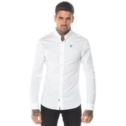 11 Degrees Long Sleeve Contrast Logo Shirt – White