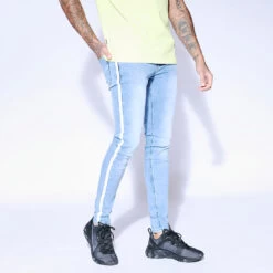 11 Degrees Side Print Stripe Jeans Skinny Fit – Mid Blue Wash 5 11 Degrees Side Print Stripe Jeans Skinny Fit – Mid Blue Wash -11 Degrees Store 13196753 1714882993764366