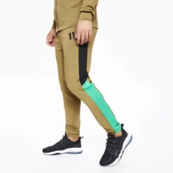 11 Degrees Fahrenheit Colour Block Poly Track Pants – Black / Green / Bright Green