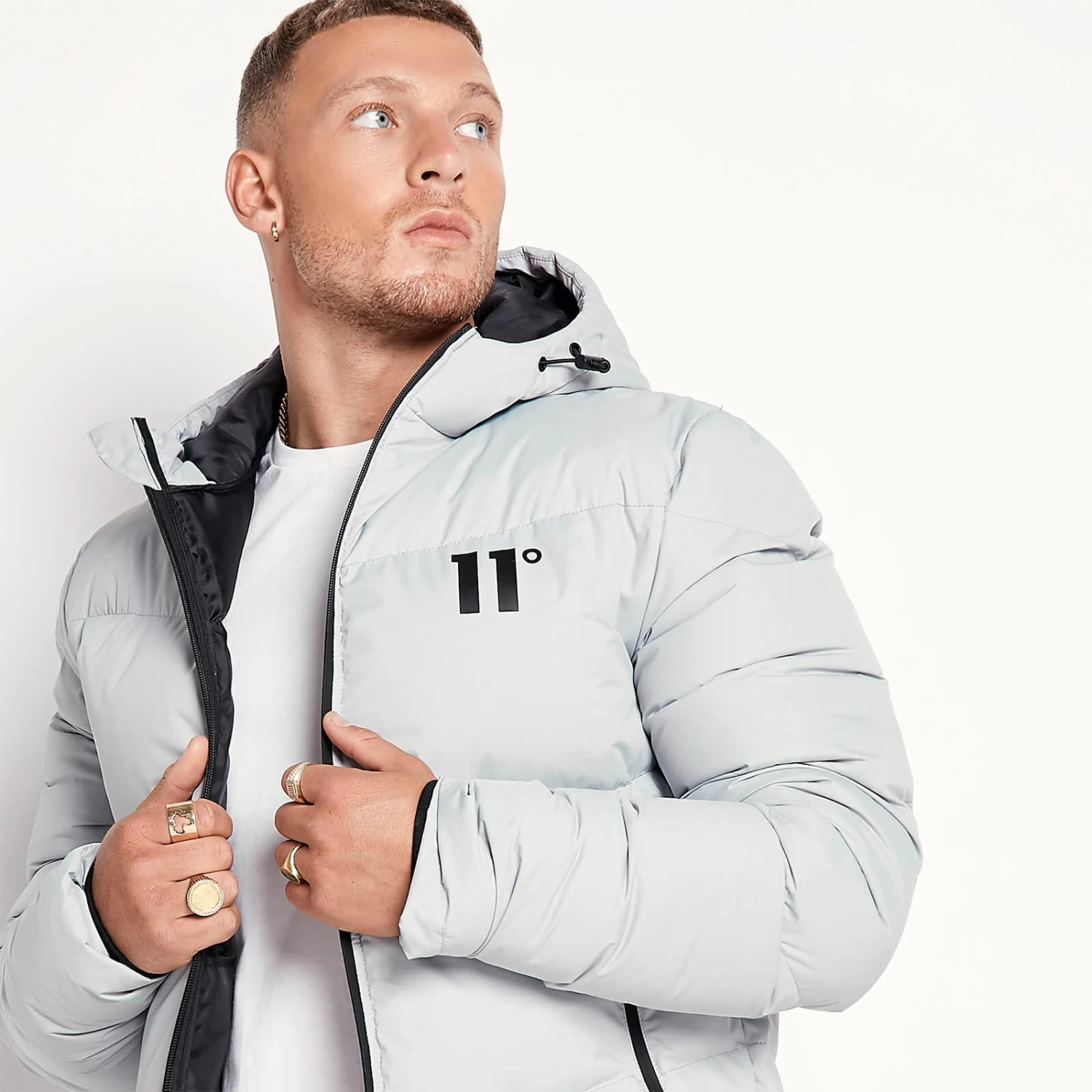 11 Degrees Large Panel Puffer Jacket – Silver 2 11 Degrees Large Panel Puffer Jacket – Silver - Image 2