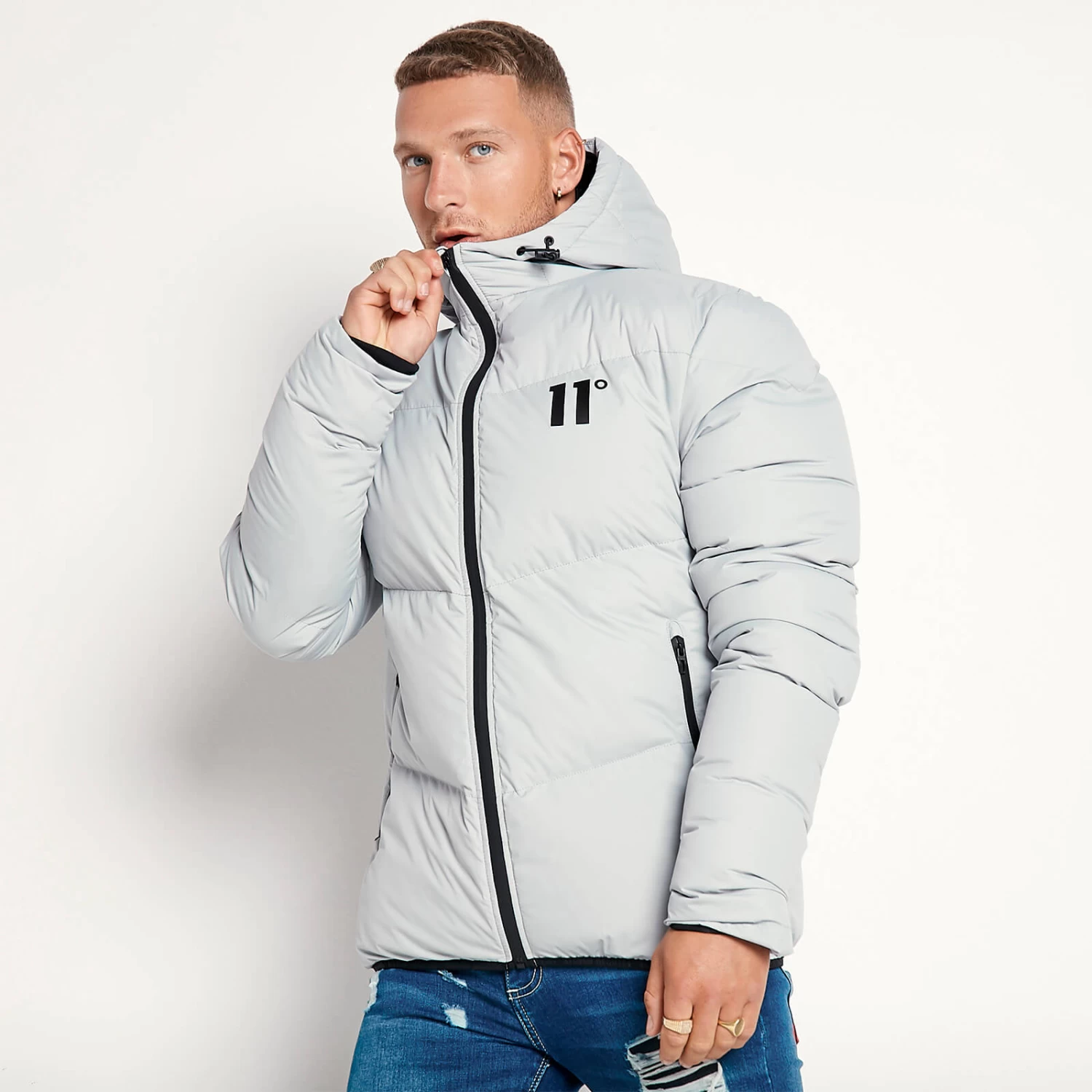 11 Degrees Large Panel Puffer Jacket – Silver 1 11 Degrees Large Panel Puffer Jacket – Silver