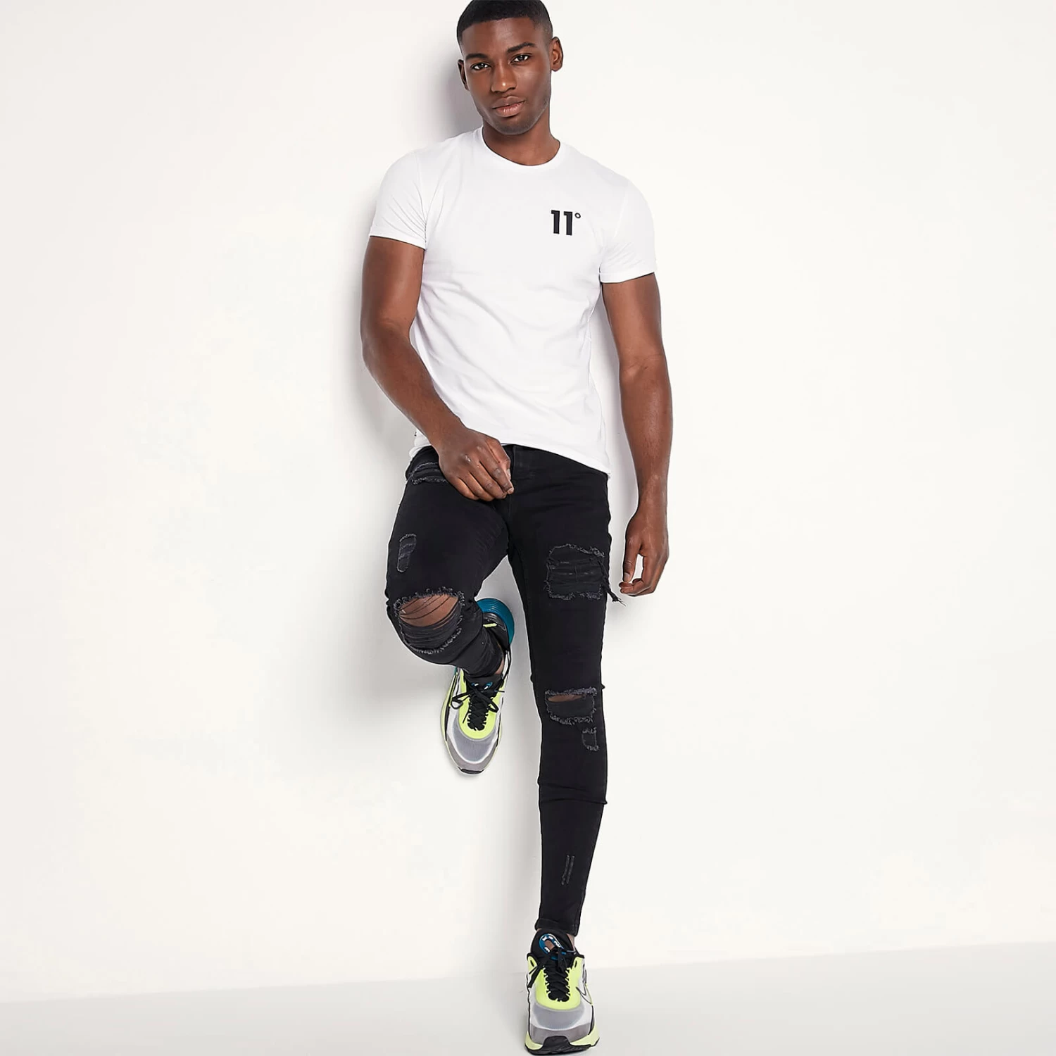 11 Degrees Sustainable Distressed Jeans Skinny Fit – Jet Black Wash 4 11 Degrees Sustainable Distressed Jeans Skinny Fit – Jet Black Wash - Image 4