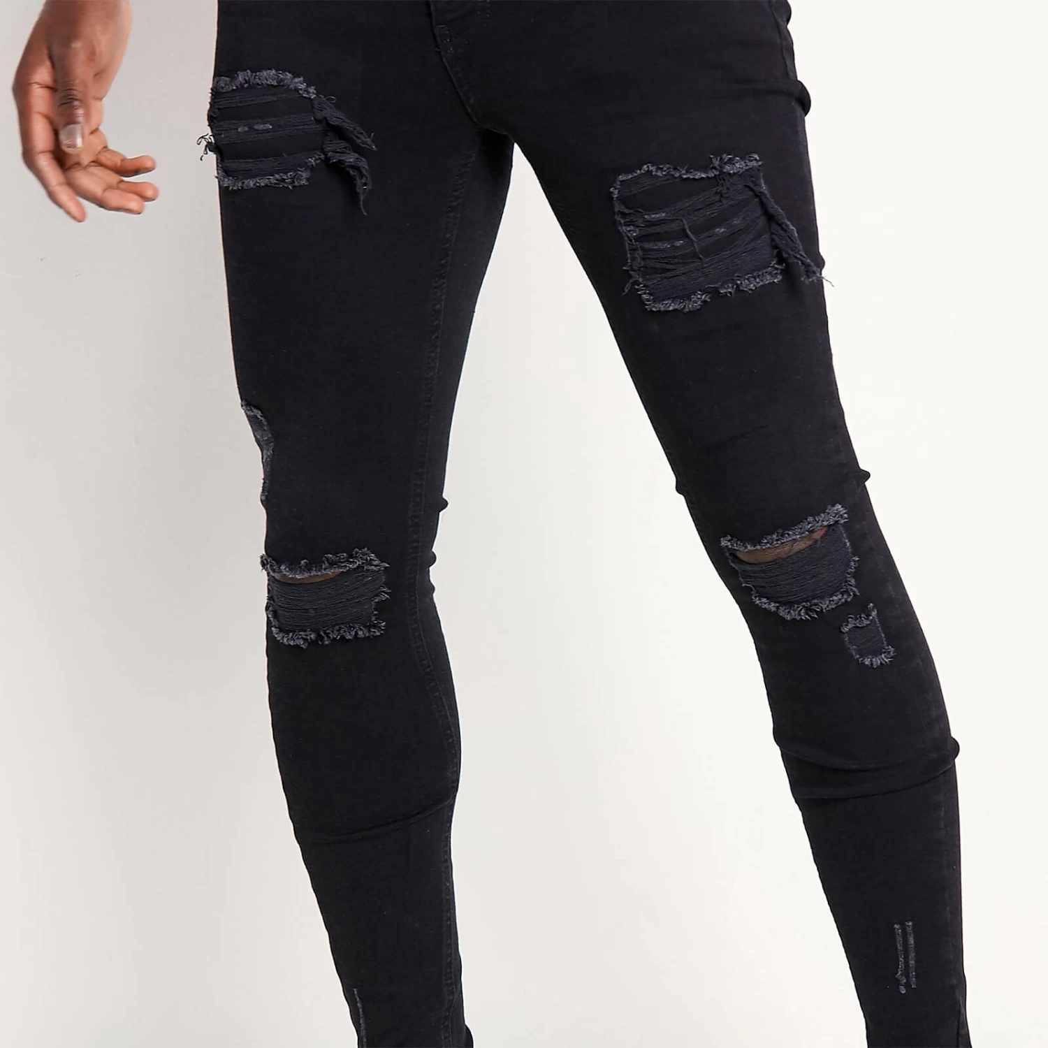11 Degrees Sustainable Distressed Jeans Skinny Fit – Jet Black Wash 2 11 Degrees Sustainable Distressed Jeans Skinny Fit – Jet Black Wash - Image 2