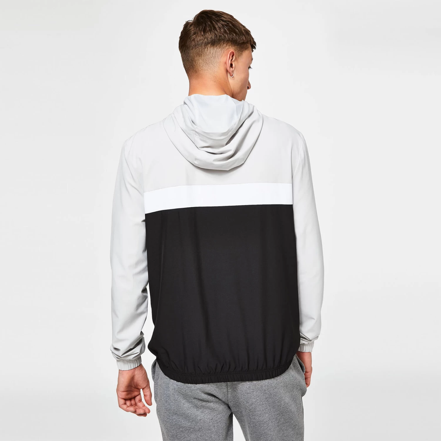11 Degrees Colour Block Track Top With Hood – Black / Vapour Grey / White 2 11 Degrees Colour Block Track Top With Hood – Black / Vapour Grey / White - Image 2