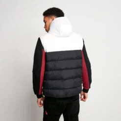 11 Degrees Panelled Block Puffer Gilet With Hood – Black/White -11 Degrees Store 13696002 1994986326274849