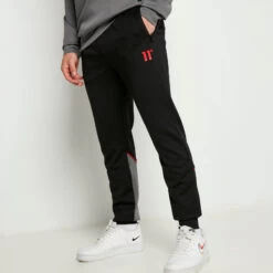 11 Degrees Cut And Sew Piped Track Pants – Black/Charcoal/Ski Patrol Red