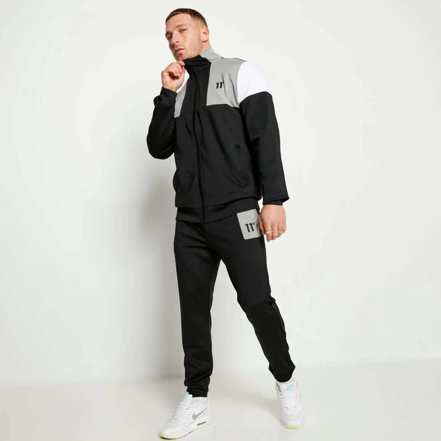 11 Degrees Cut And Sew Track Top – Black/Silver/White 4 11 Degrees Cut And Sew Track Top – Black/Silver/White - Image 4