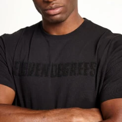 Chenille Applique Short Sleeve T-Shirt - Black -11 Degrees Store 13903626 1784978567610025