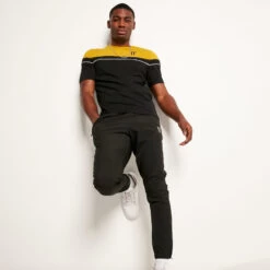Piped Cut And Sew Short Sleeve T-Shirt – Black/Gold Palm -11 Degrees Store 13953970 1854986325308879