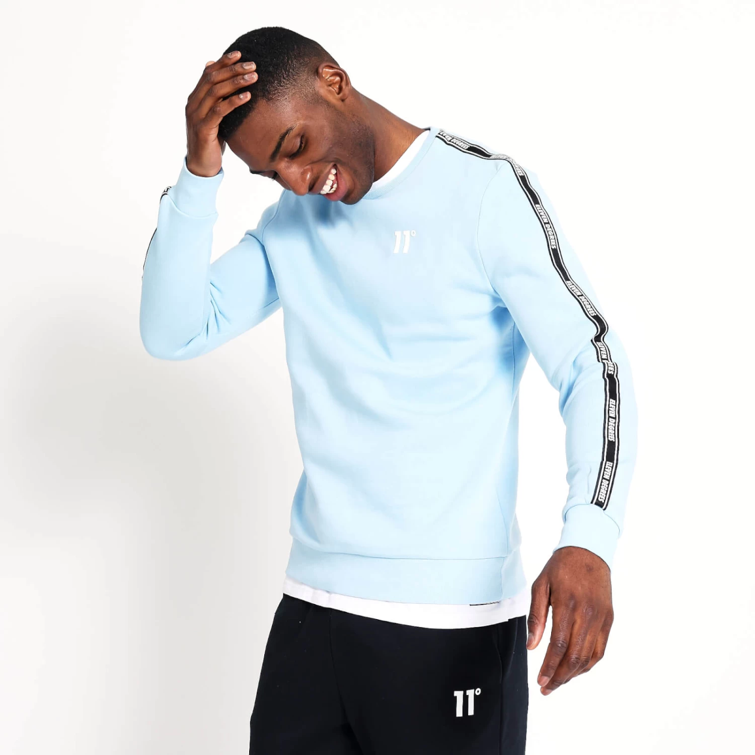 11 Degrees Taped Sweatshirt - Cerulean Blue 3 11 Degrees Taped Sweatshirt - Cerulean Blue - Image 3