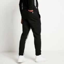 Text Panel Cut And Sew Regular Fit Joggers – Black -11 Degrees Store 13954044 1765002178997768