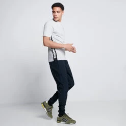 Text Panel Cut And Sew Short Sleeve T-Shirt – Grey Marl/Black -11 Degrees Store 13954062 1825002180109670