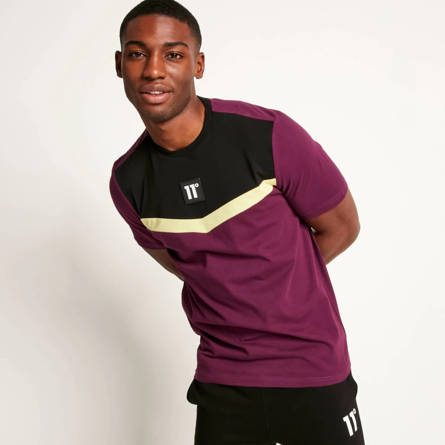 Cut And Sew Short Sleeve T-Shirt – Plum Purple/Black/Limeade 5 Cut And Sew Short Sleeve T-Shirt – Plum Purple/Black/Limeade - Image 5