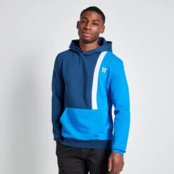 Tall Cut And Sew Colour Block Pullover Hoodie – Insignia/Skydiver Blue/White
