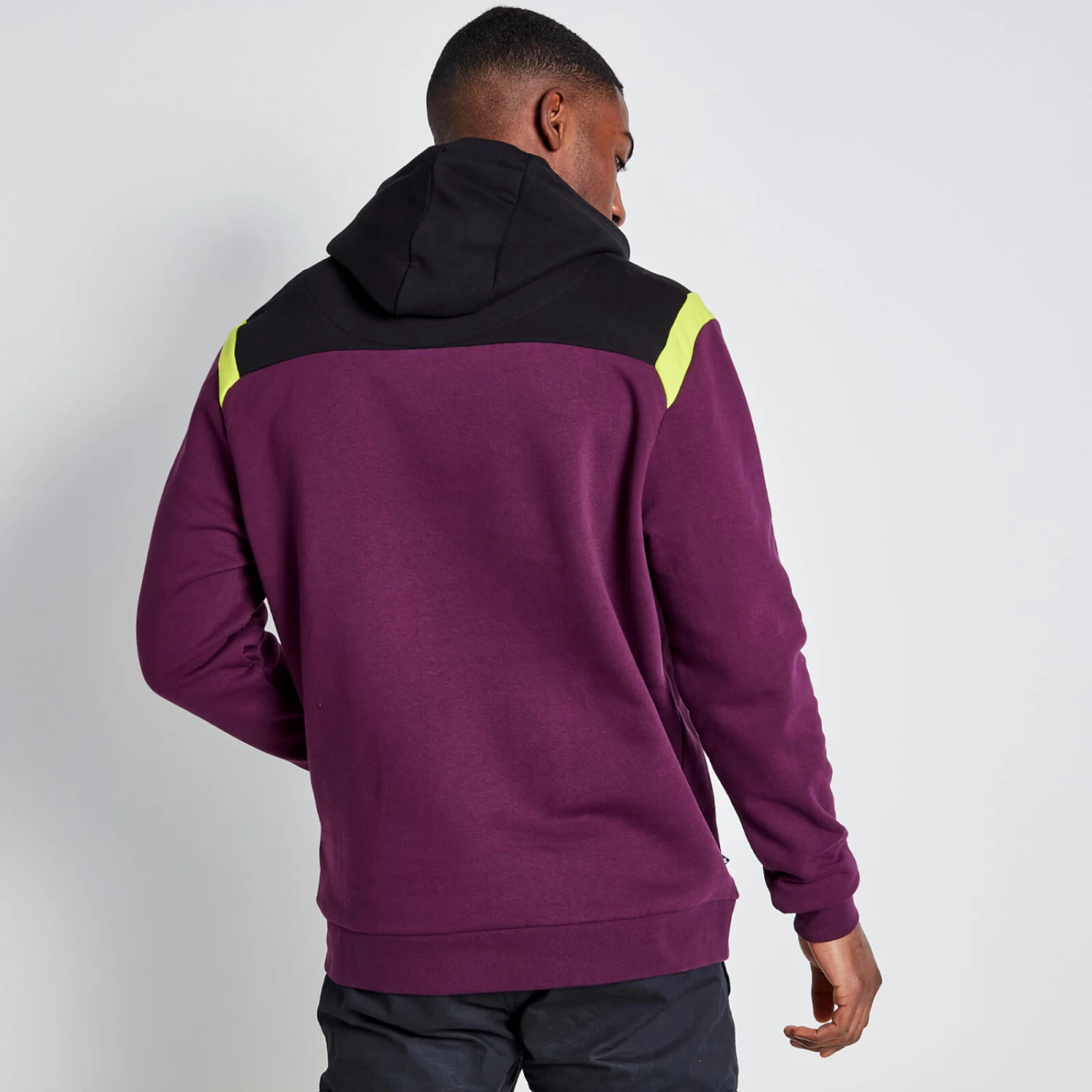 Tall Cut And Sew Pullover Hoodie – Plum Purple/Black/Limeade 3 Tall Cut And Sew Pullover Hoodie – Plum Purple/Black/Limeade - Image 3