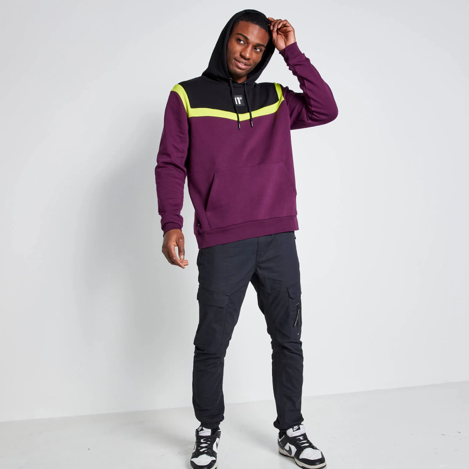 Tall Cut And Sew Pullover Hoodie – Plum Purple/Black/Limeade 4 Tall Cut And Sew Pullover Hoodie – Plum Purple/Black/Limeade - Image 4