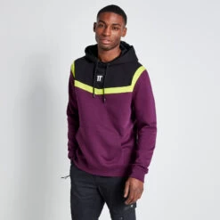 Tall Cut And Sew Pullover Hoodie – Plum Purple/Black/Limeade