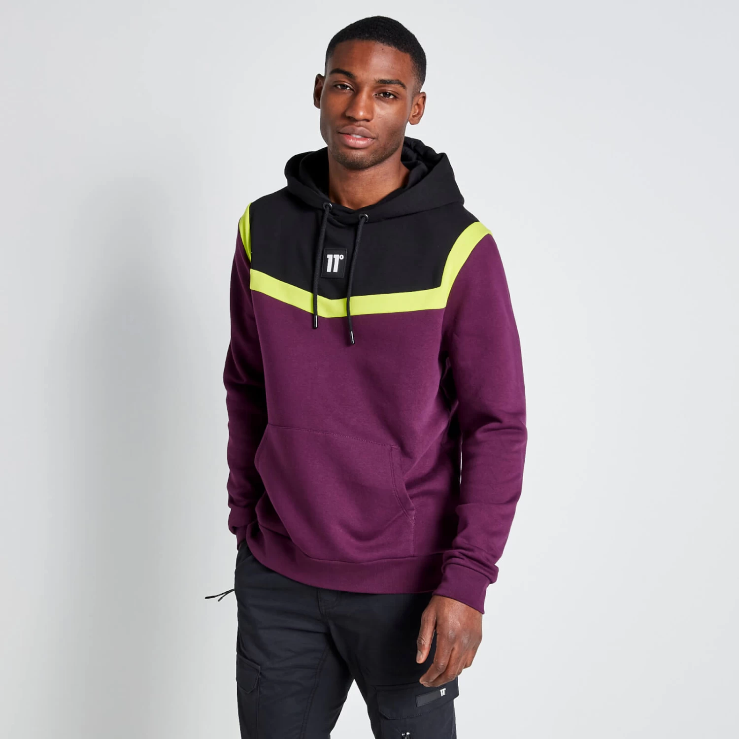 Tall Cut And Sew Pullover Hoodie – Plum Purple/Black/Limeade 1 Tall Cut And Sew Pullover Hoodie – Plum Purple/Black/Limeade