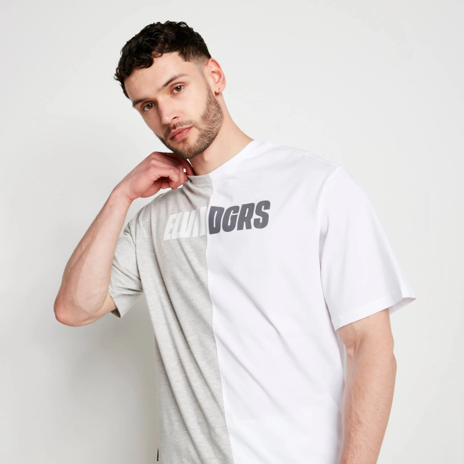 DUO T-Shirt – White / Grey Marl 2 DUO T-Shirt – White / Grey Marl - Image 2