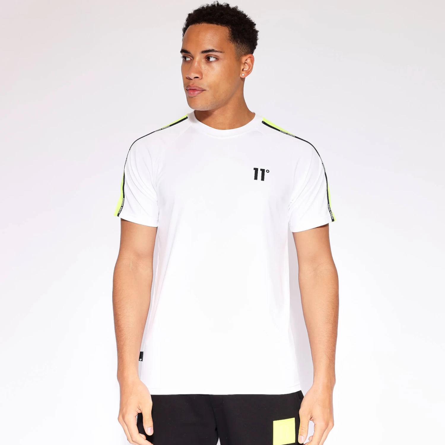 Sleeve Panel Taped T-Shirt - Neon Pink Glo / White 1 Sleeve Panel Taped T-Shirt - Neon Pink Glo / White