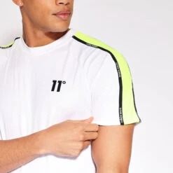 Sleeve Panel Taped T-Shirt - Neon Pink Glo / White 7 Sleeve Panel Taped T-Shirt - Neon Pink Glo / White -11 Degrees Store 14511529 1585067445840647