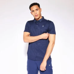 11 Degrees Back Graphic Pique Polo - True Navy / Golf Grey