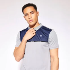 11 Degrees Taped Zip Polo - Golf Grey / True Navy -11 Degrees Store 14511550 1265083570956861