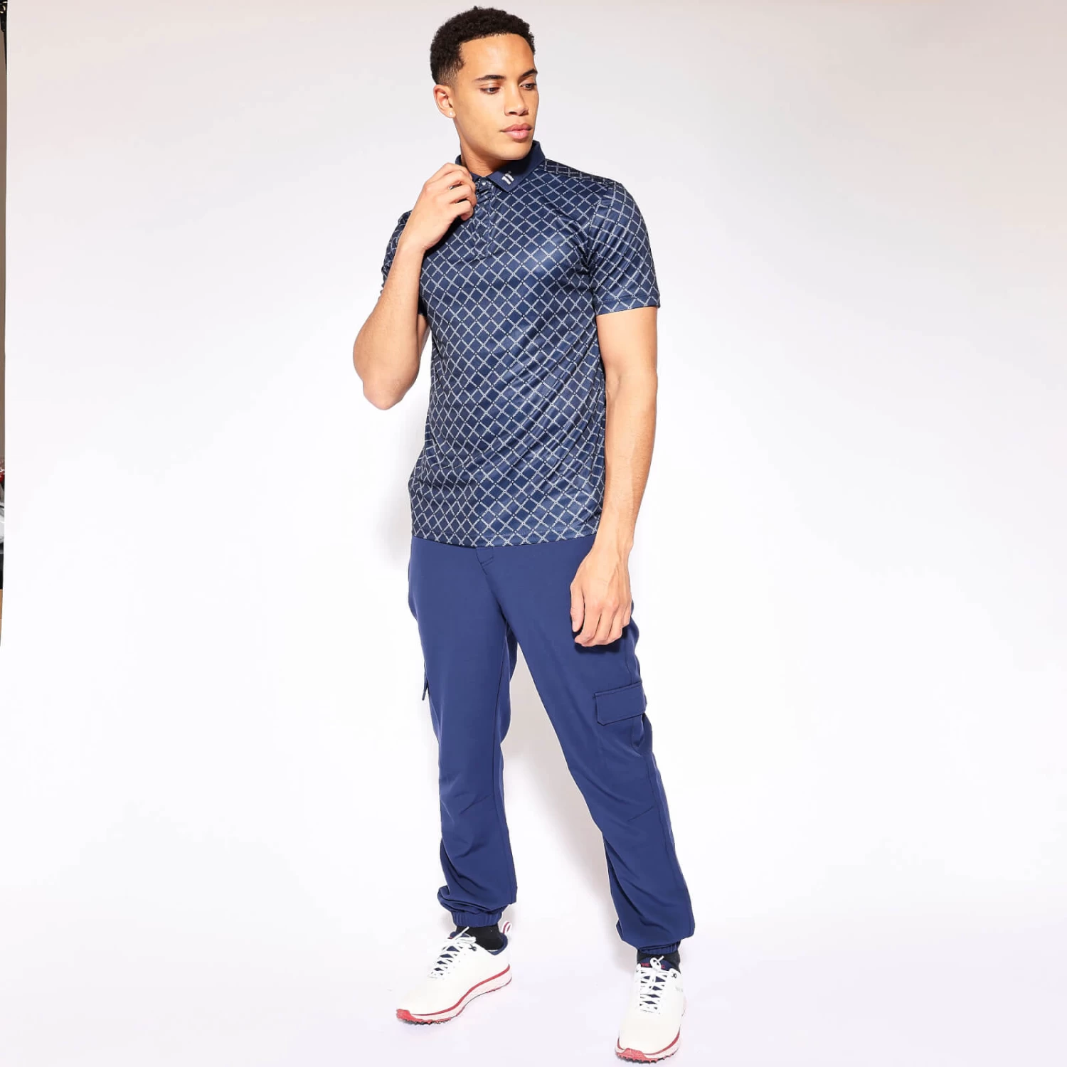 11 Degrees Eleven Degrees Print Polo - True Navy / Golf Grey 4 11 Degrees Eleven Degrees Print Polo - True Navy / Golf Grey - Image 4