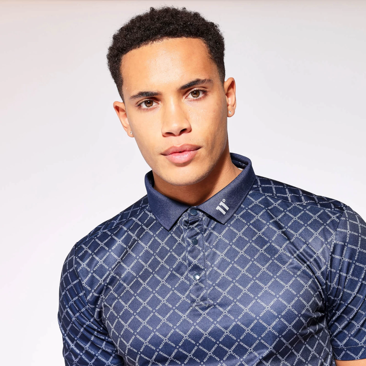 11 Degrees Eleven Degrees Print Polo - True Navy / Golf Grey 5 11 Degrees Eleven Degrees Print Polo - True Navy / Golf Grey - Image 5