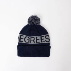 11 Degrees Fleece Lined Graphic POM Beanie - True Navy / Golf Grey -11 Degrees Store 14511592 7425083573165134