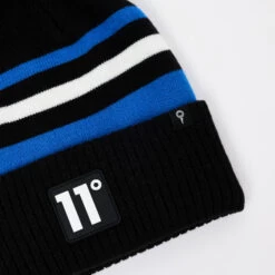 11 Degrees Fleece Lined Knitted Stripe POM Beanie - Black / Surf Blue / 5 11 Degrees Fleece Lined Knitted Stripe POM Beanie - Black / Surf Blue / -11 Degrees Store 14511594 5305083566899826