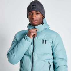 11 Degrees Large Panelled Puffer Jacket - Washed Green -11 Degrees Store 14511596 1645073469323837