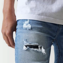 11 Degrees Sustainable Distressed Skinny Jeans - Stone Wash -11 Degrees Store 14874831 3995089205625972