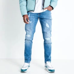 Sustainable Distressed Slim Tapered Jeans