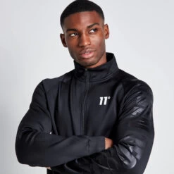 11 Degrees Embossed Print Track Top - Black -11 Degrees Store 14874990 9855073471518226