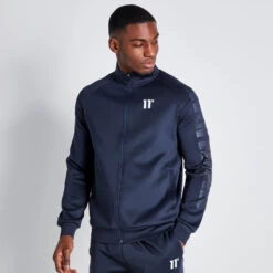 11 Degrees Store 20 11 Degrees Embossed Print Track Top - Navy