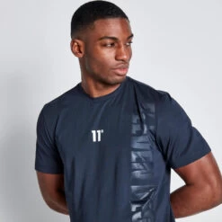 11 Degrees Embossed Print T-Shirt - Navy -11 Degrees Store 14875012 1515073472238334