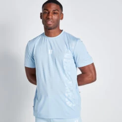 11 Degrees Embossed Print T-Shirt - Arctic Blue