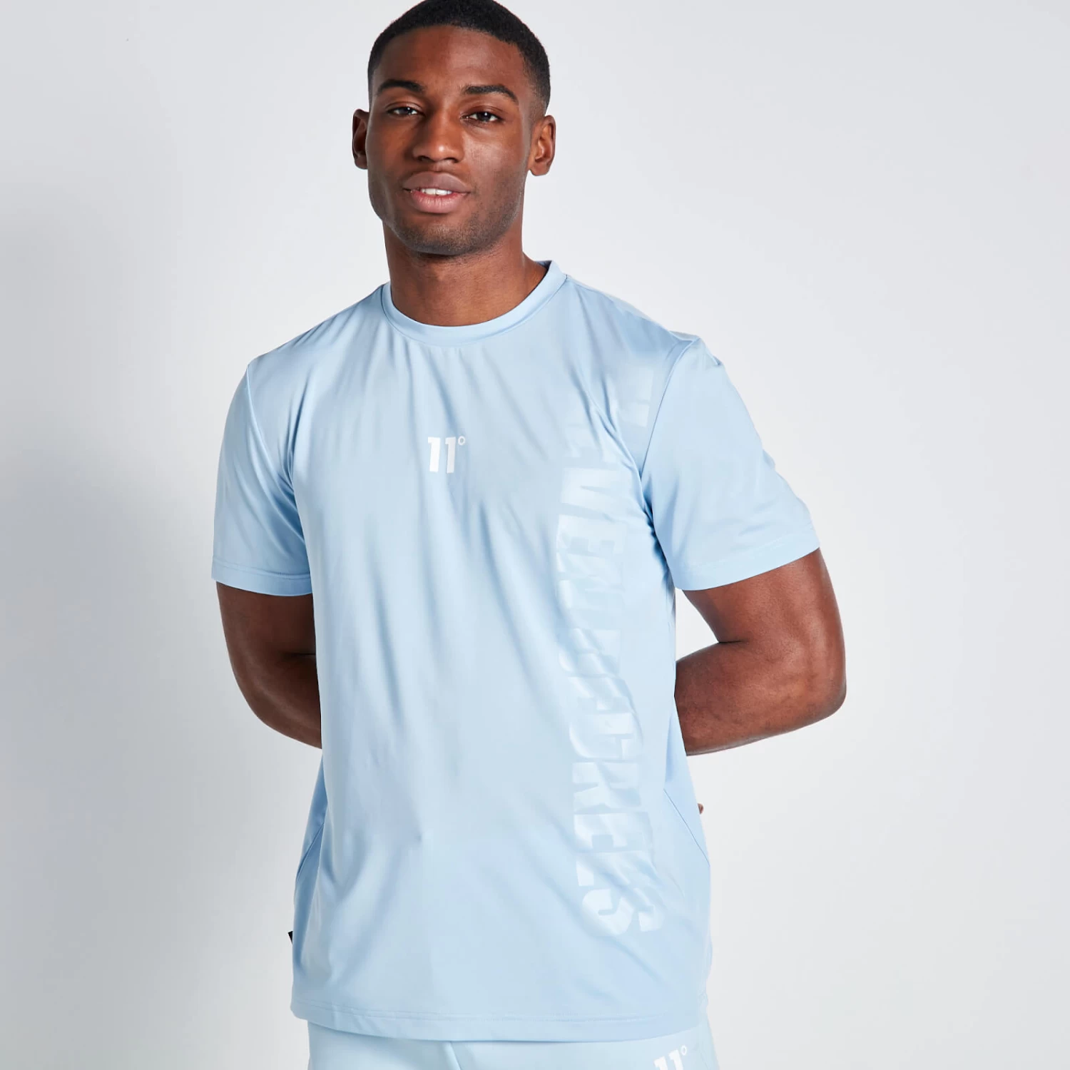 11 Degrees Embossed Print T-Shirt - Arctic Blue 1 11 Degrees Embossed Print T-Shirt - Arctic Blue