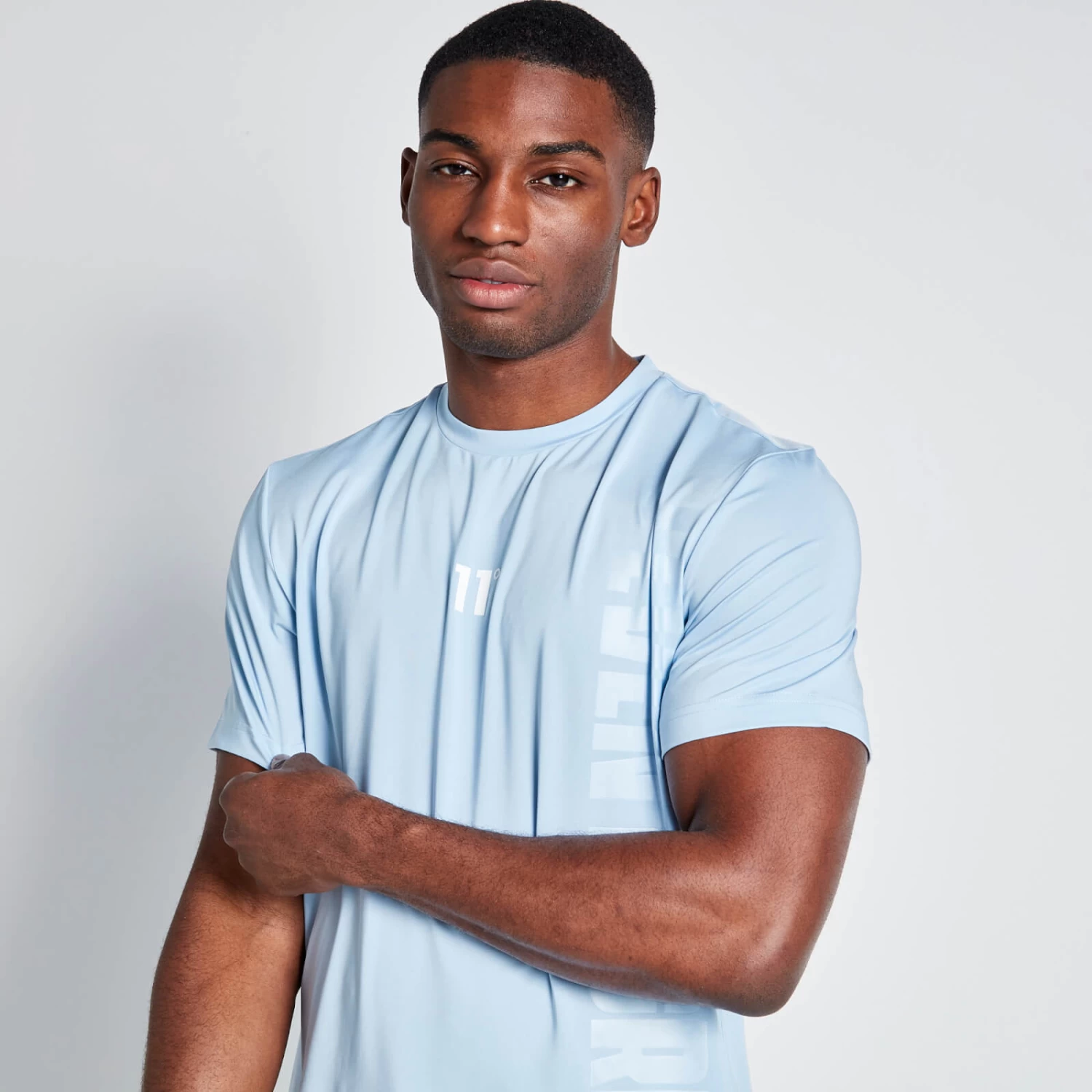 11 Degrees Embossed Print T-Shirt - Arctic Blue 2 11 Degrees Embossed Print T-Shirt - Arctic Blue - Image 2