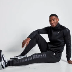 11 Degrees Embossed Print Track Pants - Black -11 Degrees Store 14875027 1855073472965042