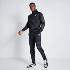 11 Degrees Embossed Print Track Pants - Black -11 Degrees Store 14875027 7595073472879437