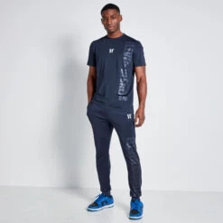 11 Degrees Embossed Print Track Pants - Navy -11 Degrees Store 14875035 1495073473241210