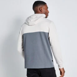 11 Degrees Cut And Sew Panelled Hoodie - Stone / Charcoal / Coconut White -11 Degrees Store 14875042 1755083845754881