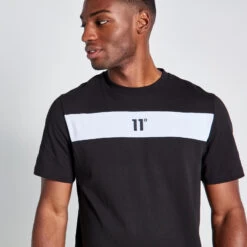 11 Degrees Cut And Sew Panelled T-Shirt - Black / White -11 Degrees Store 14875057 6755073474572460