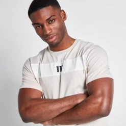 11 Degrees Cut And Sew Panelled T-Shirt - Stone / Coconut White 9 11 Degrees Cut And Sew Panelled T-Shirt - Stone / Coconut White -11 Degrees Store 14875072 1885073475325556